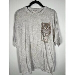 Vintage 90s gray heather Niagara Falls Canada CAT graphic indie retro tee XL